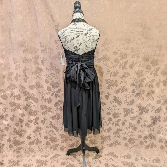 Maggy London Black Crochet Accent Halter Midi Dress, Size 10, New With Tags! - Picture 7 of 13